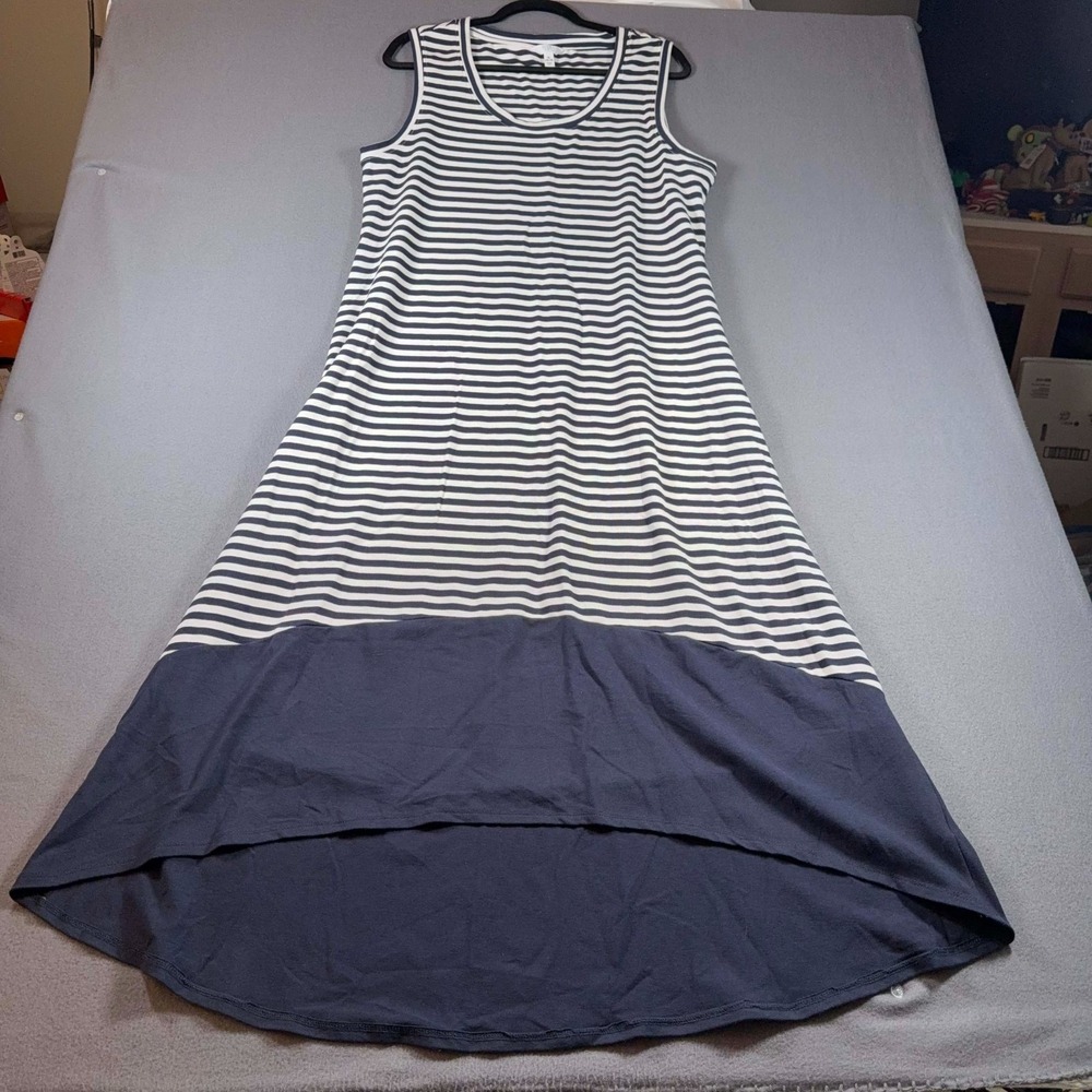 Time and Tru Womens Nautical Pique Knit Dress Navy Blue / White Sz XL 16-18 NWOT